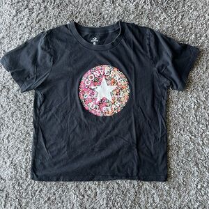 Converse Black and Pink Short Sleeve Tee with Graphic Design